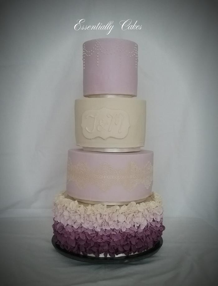Purple and Lilac Wedding Cake