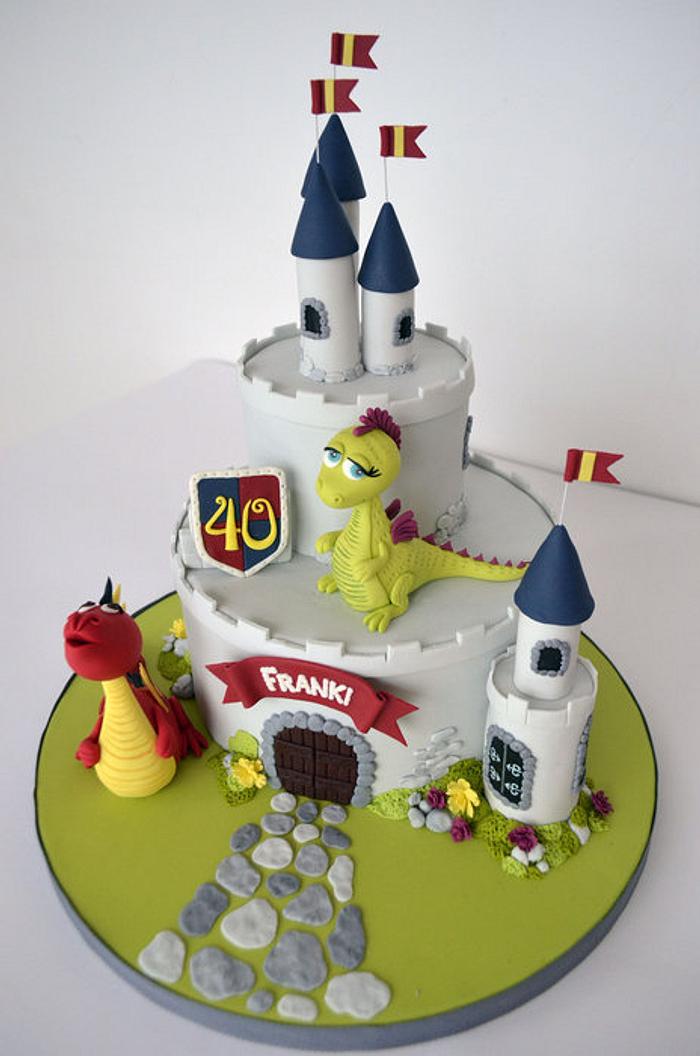 Dragon castle cake