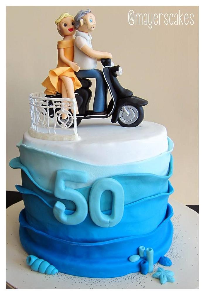 50th wedding anniversary cake. Tarta Bodas de Oro