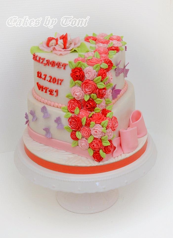 Baby girl rose cake