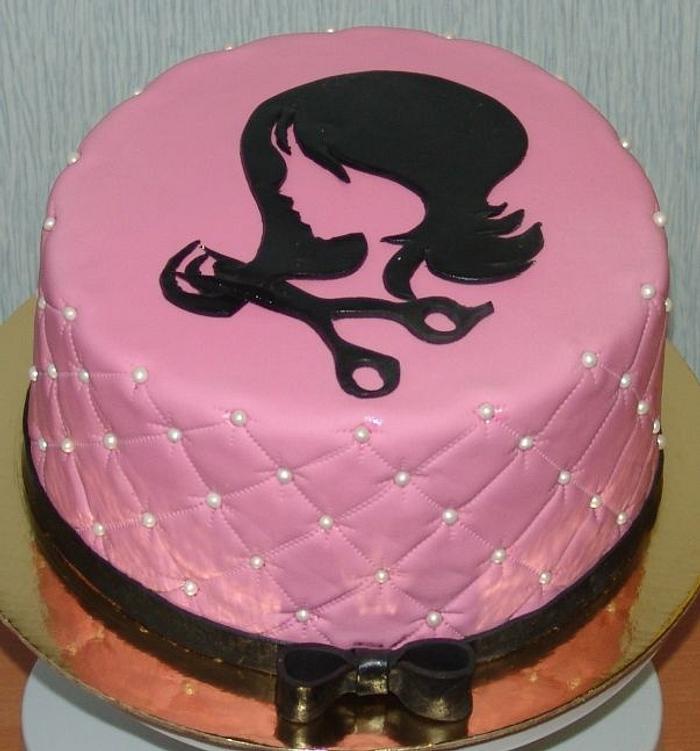 Pink hairdresser cake