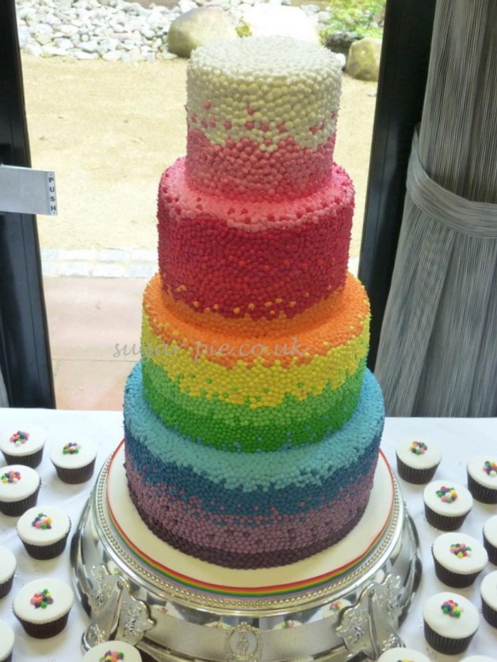 Rainbow pearl wedding cake