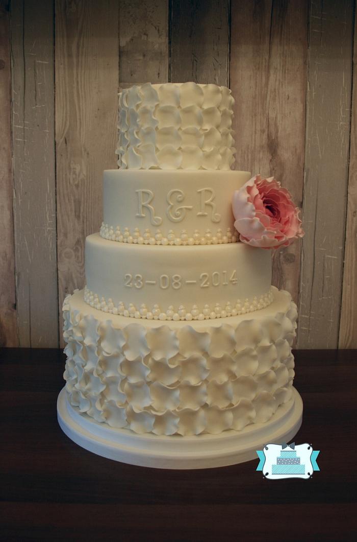 White petal wedding cake