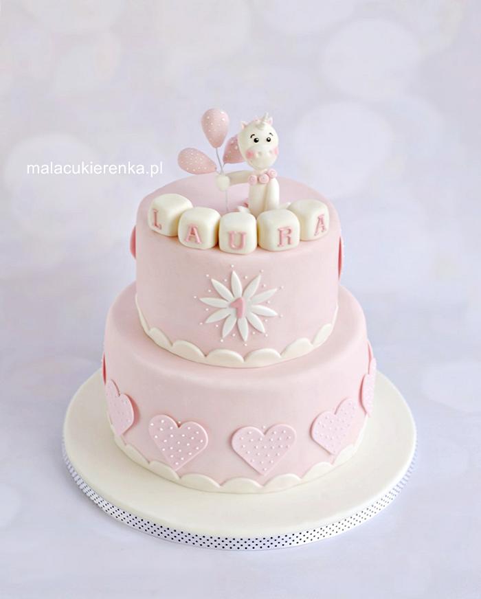 1st Pink Birthday Cake