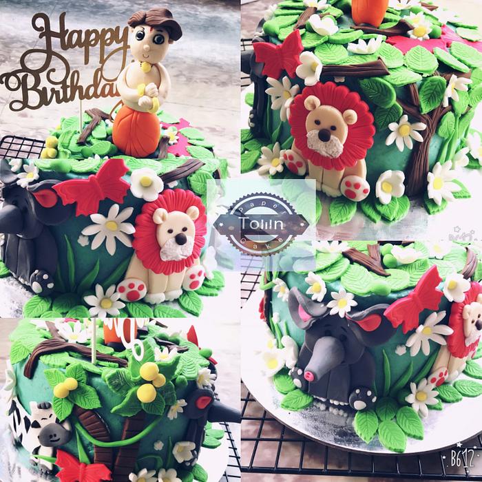 jungle theme cake 