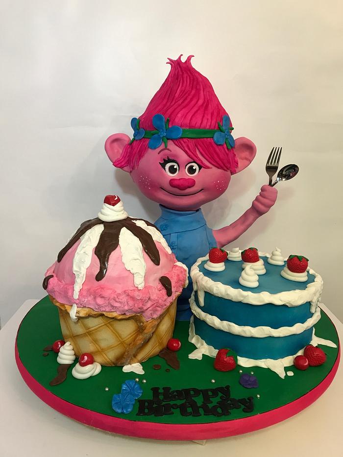 Poppy Princess Troll cake