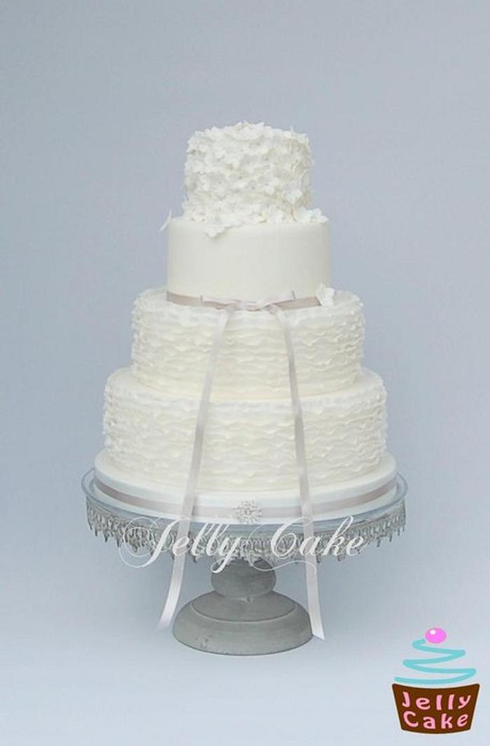 Frills and Blossoms Wedding Cake