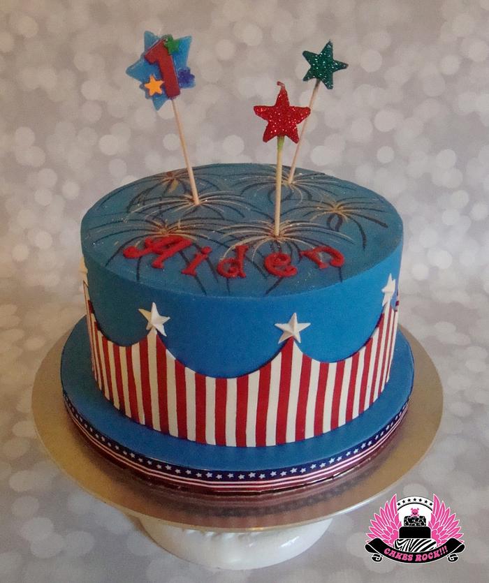 4th of July First Birthday - Decorated Cake by Cakes - CakesDecor