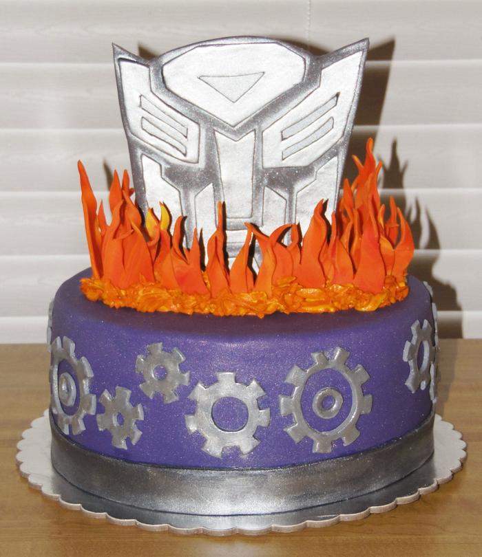 Transformer and Flames Cake