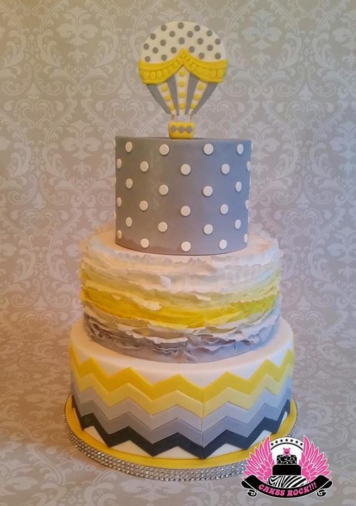 "Pop" Yellow & Gray Baby Shower Cake