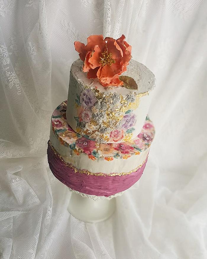 Handpainted Floral Cake