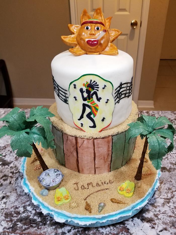 Jamaican themed birthday cake