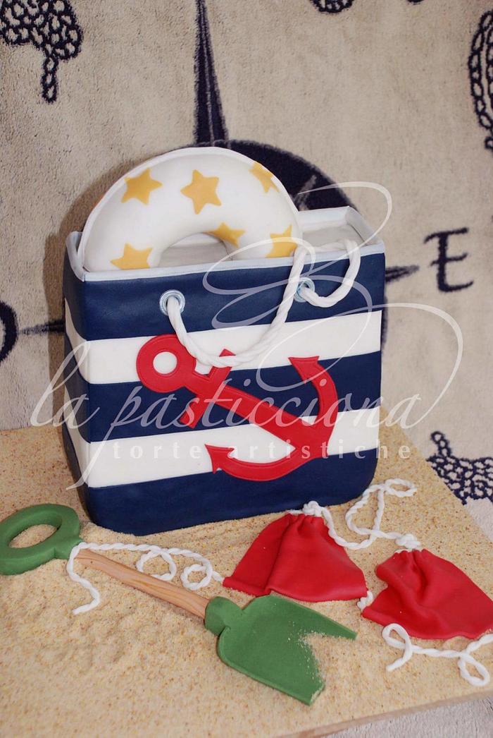 3D Beach bag cake 