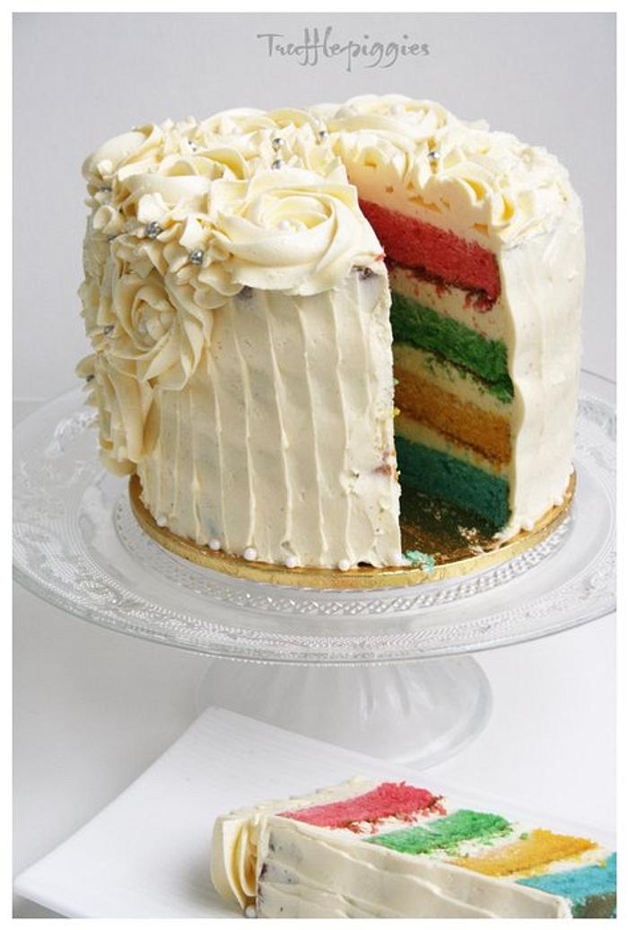 Rainbow rose cake