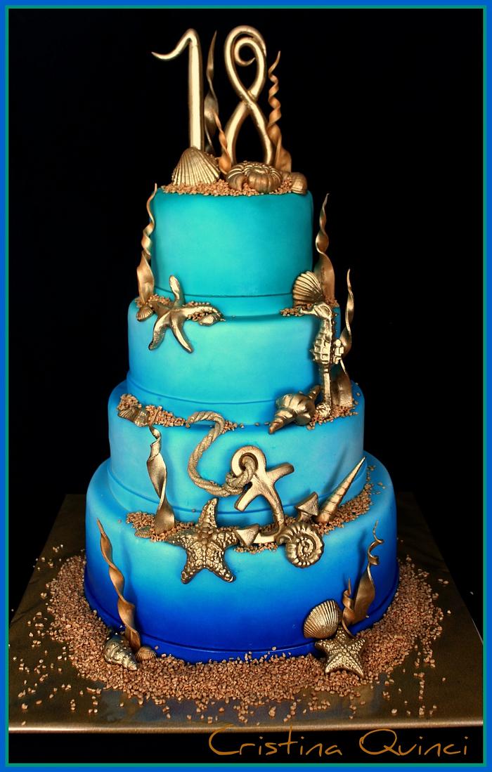  Sea and gold cake 
