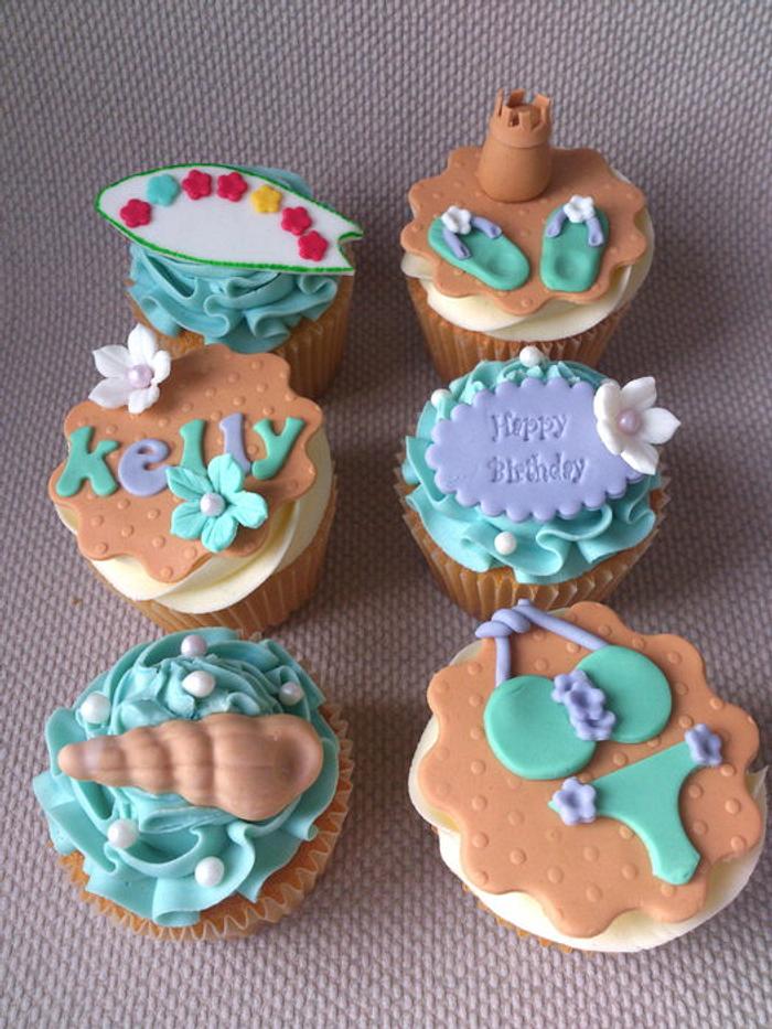 Beach themed cupcakes