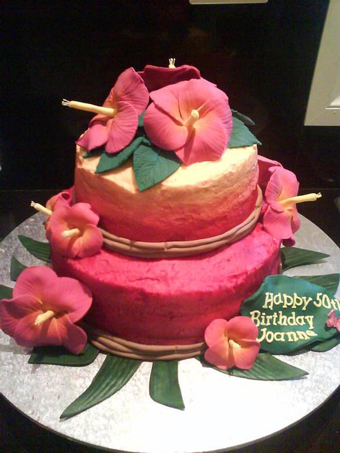 Tropical hibiscus cake