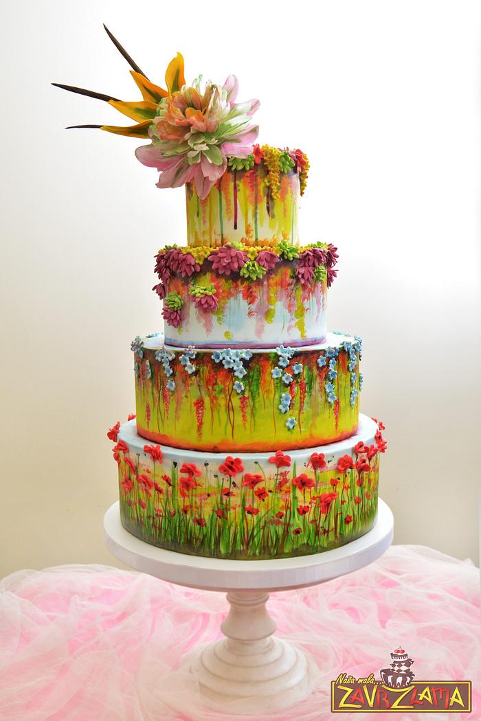 Claude Monet inspired wedding cake