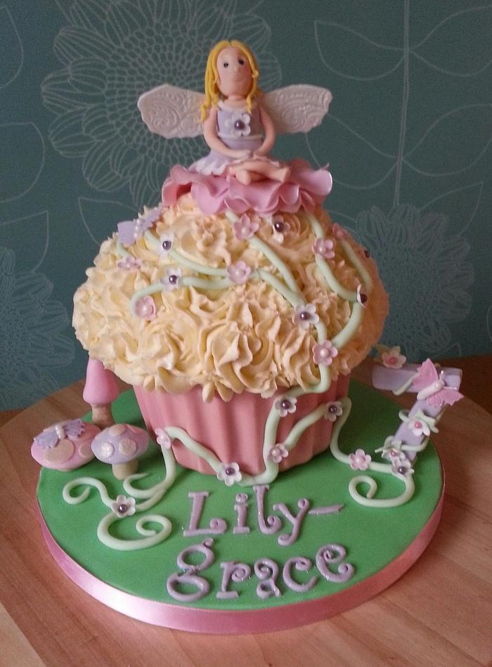 Spring fairy giant cupcake