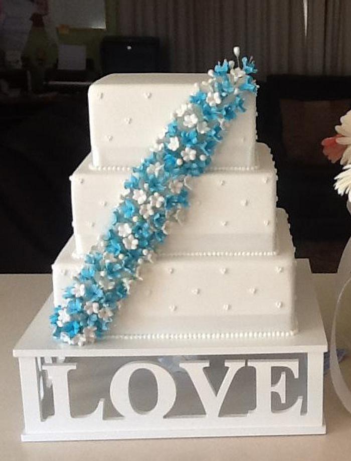 Bell Flower Blue Wedding cake