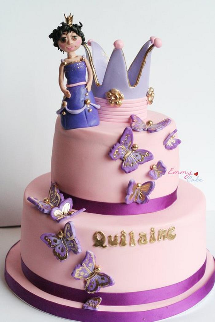 purple and butterflies cake