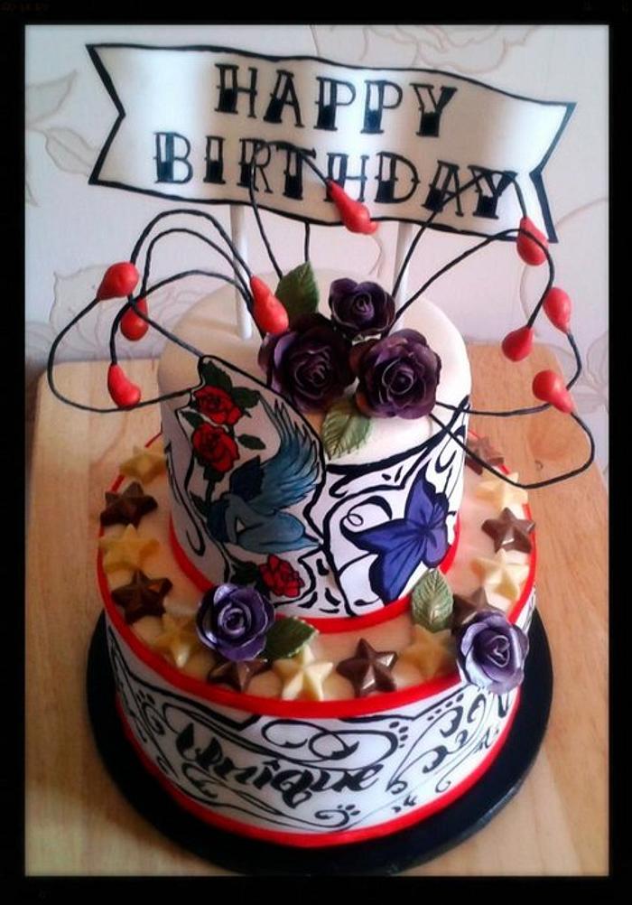 Tattoo Birthday Cake Decorated Cake By Adventures In Cakesdecor 