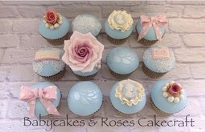 Vintage Lace Rose Cupcakes