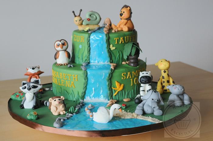 Forest and Jungle Christening Cake