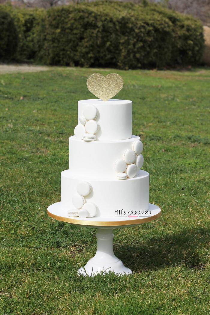 Tarta Blanca y Macarons - White Wedding Cake ^^