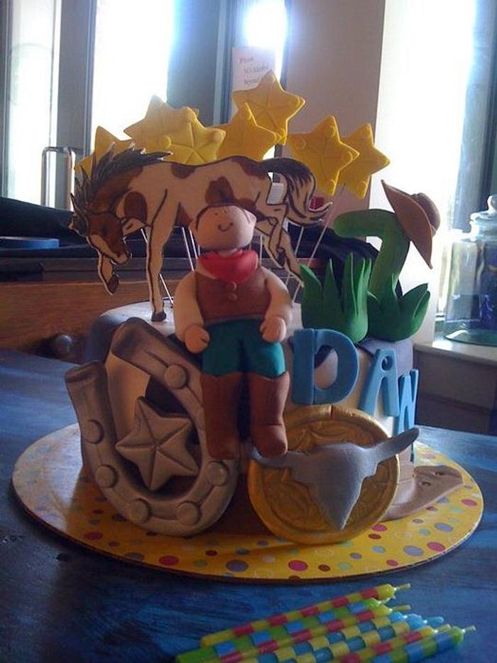 Cowboy and Pinto Horse Birthday Cake