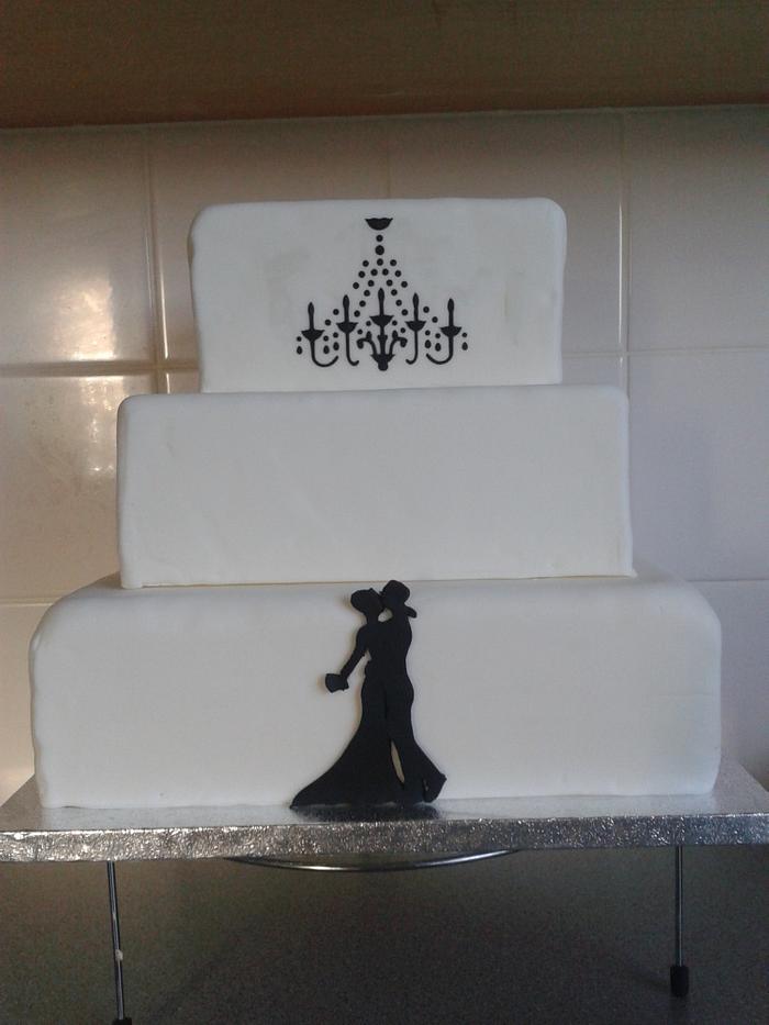 Black and white wedding cake