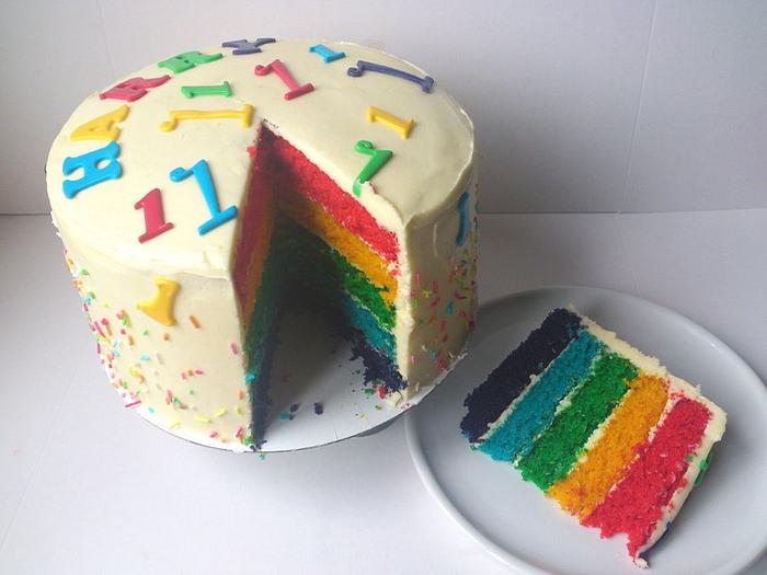 My son's 1st birthday rainbow cake