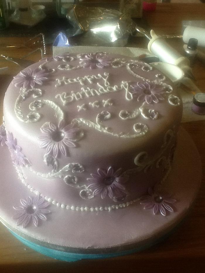 Brush Embroidery Birthday Cake