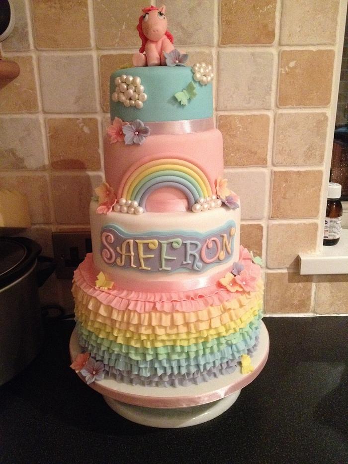 Rainbow ruffle my little pony cake for my daughter