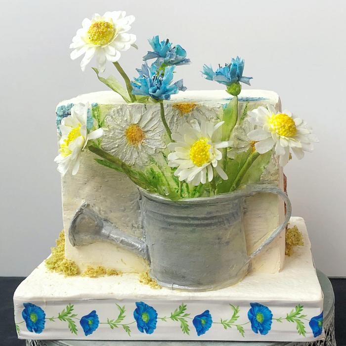Cake with field flowers