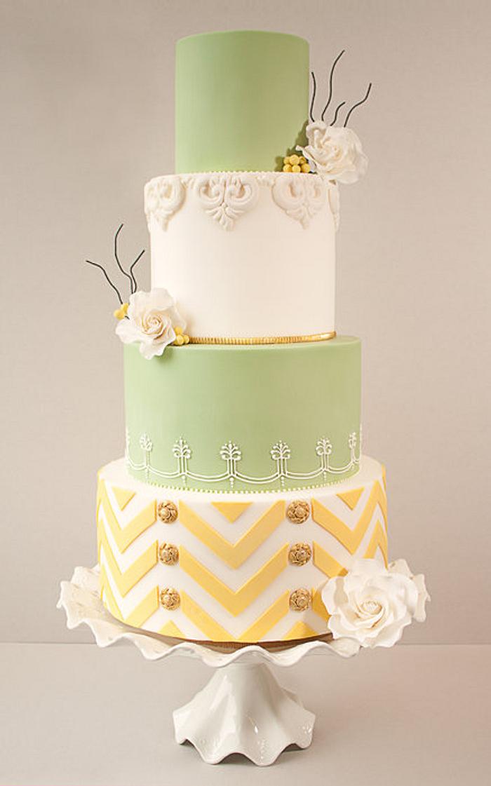 Lemon & Lime Chevron Wedding Cake