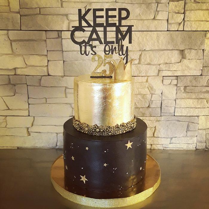 Black and gold birthday cake 