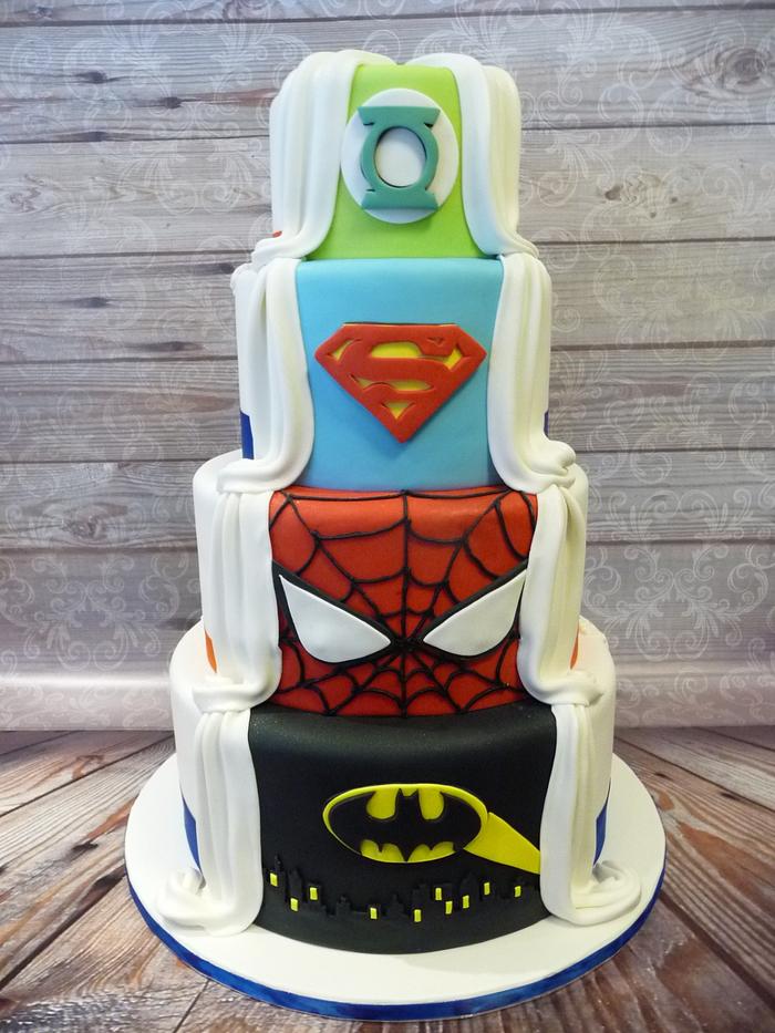 Superhero half and half Wedding cake