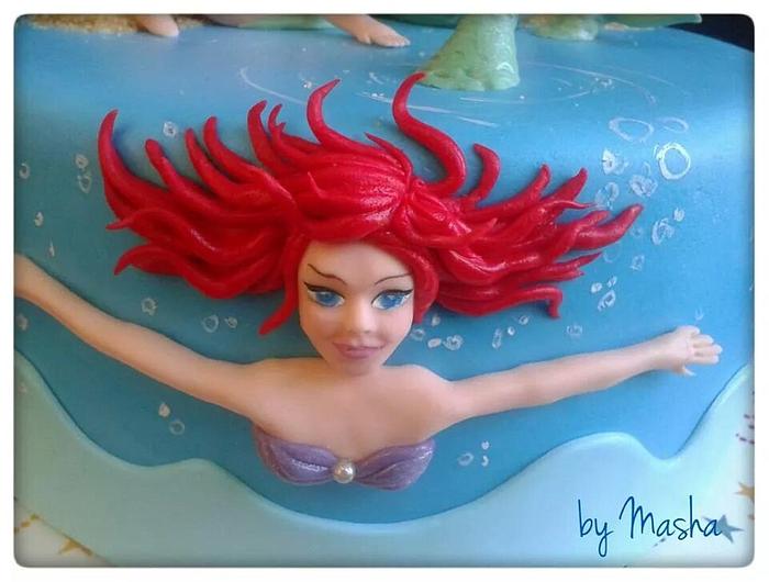 little mermaids birthday cake