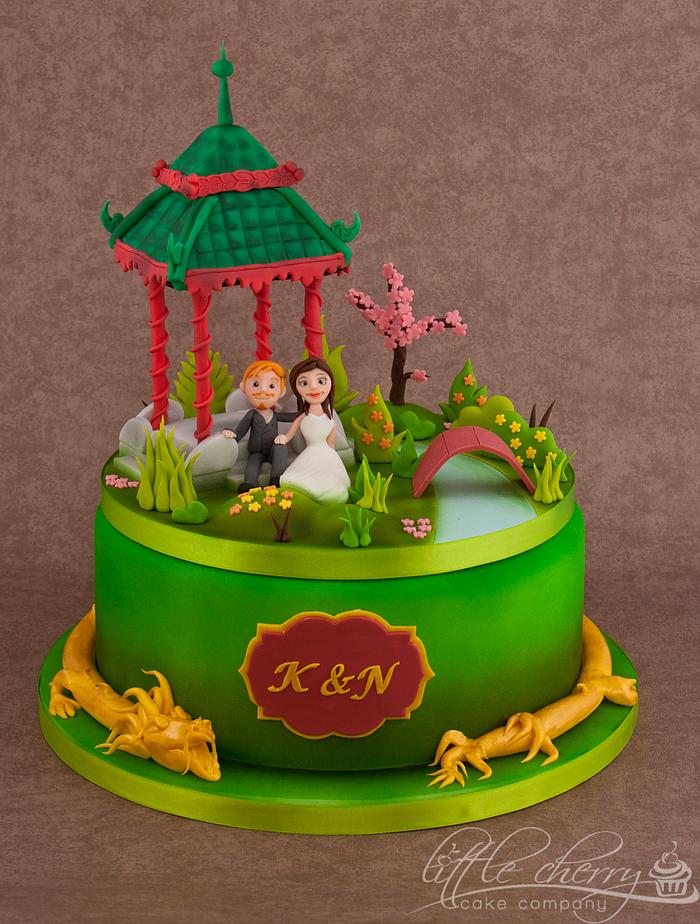 Chinese Garden Wedding Cake