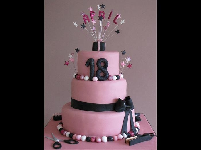 18th hairdressing themed cake