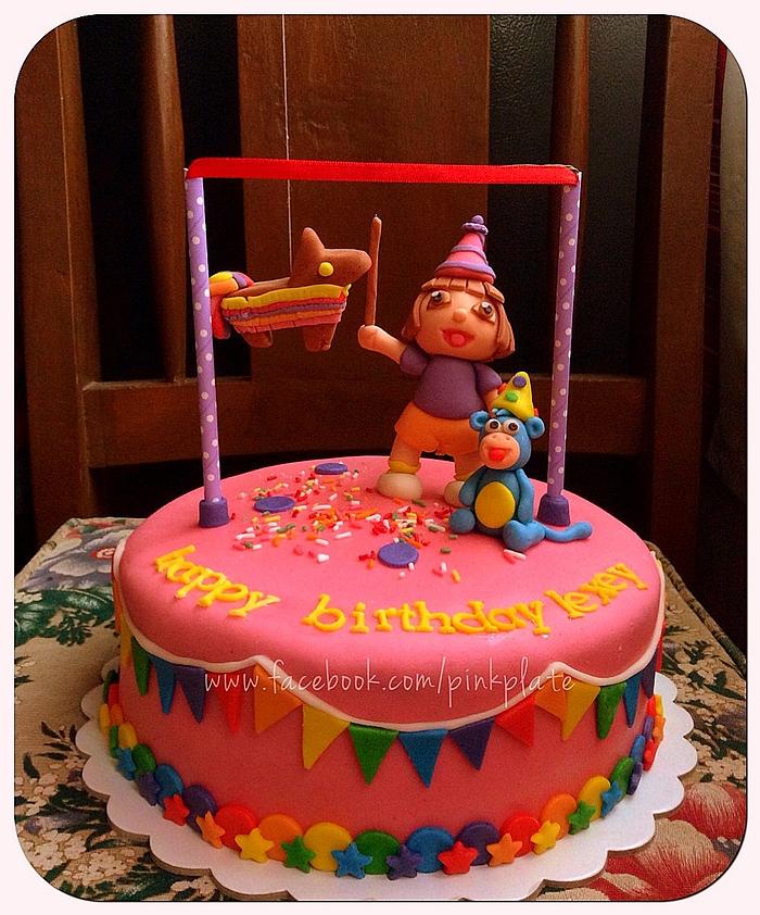 Dora and Boots fiesta pinata cake