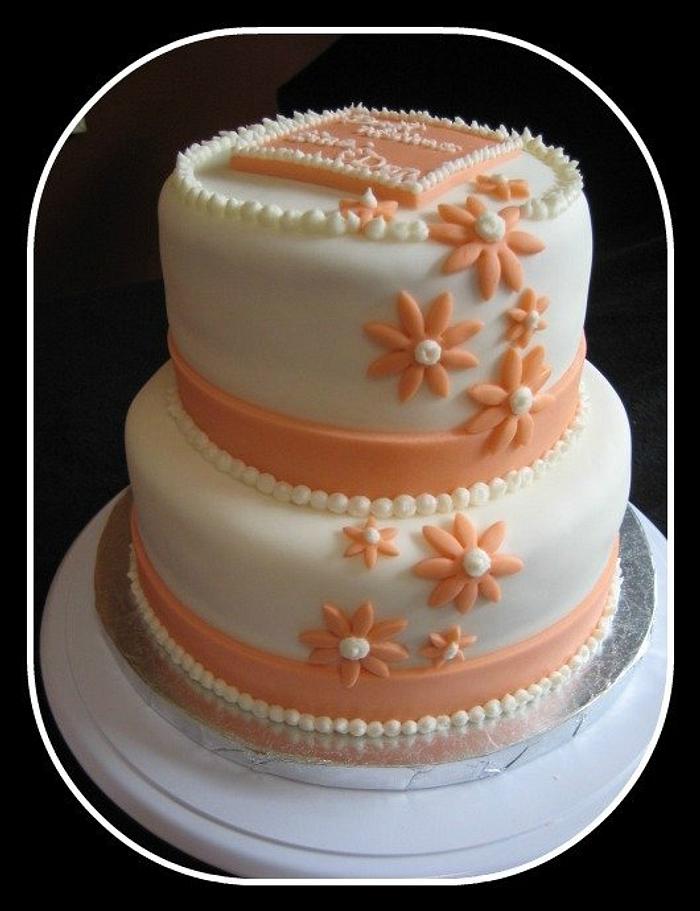 Coral Daisy Cake