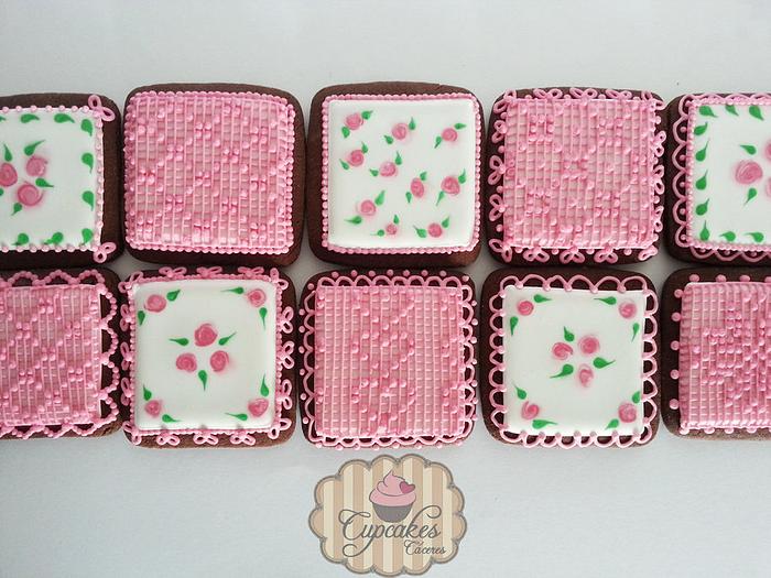 Pink lace cookies