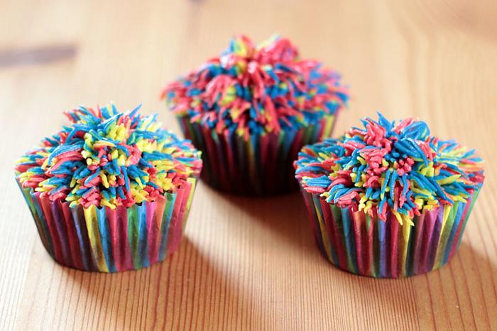 Multi-colored cupcakes