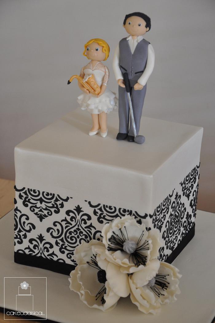 Black and white wedding Cake