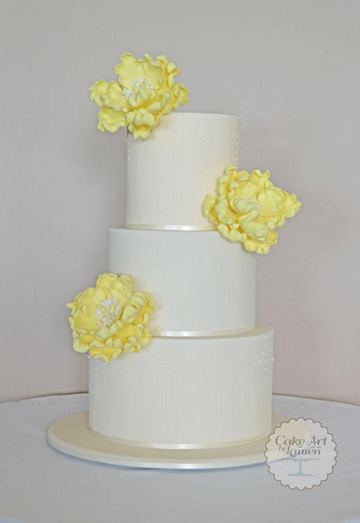 Ivory wedding cake with Peony flowers