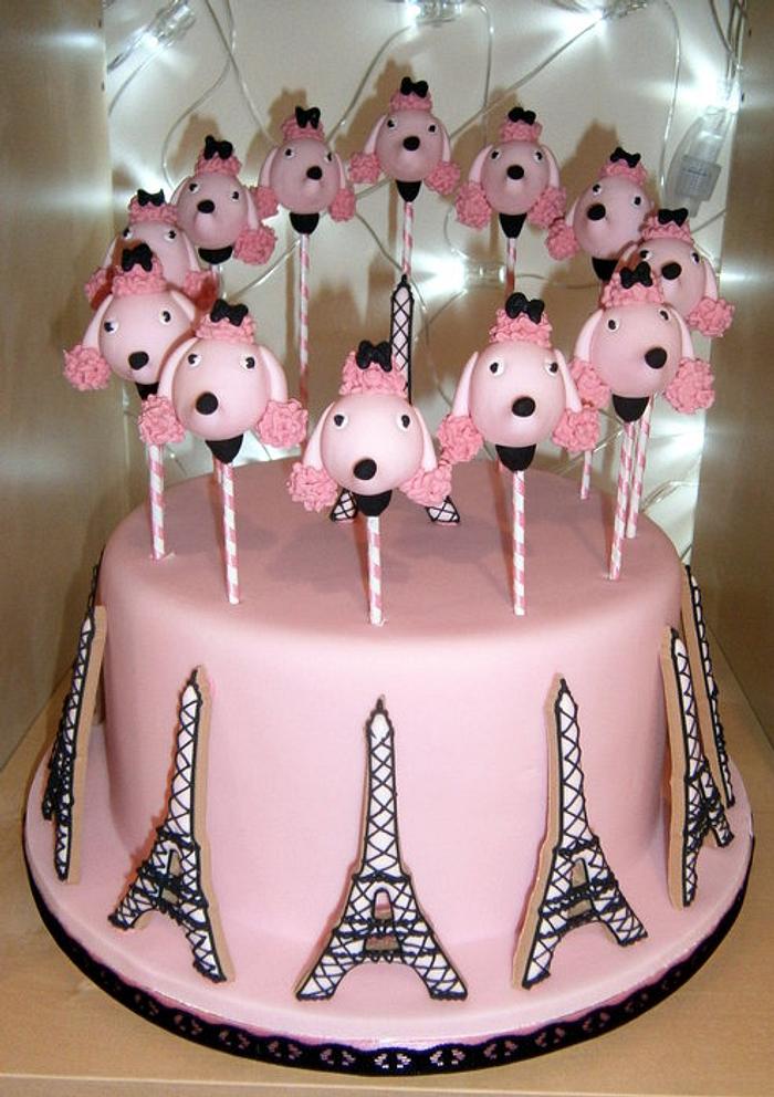 Paris Poodle  cake-pop and cookie cake