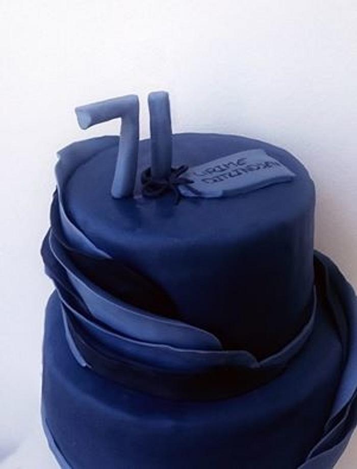 Darkblue  ruffles birthday cake