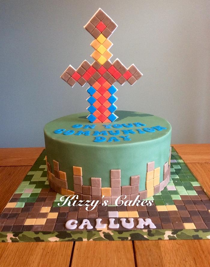 Minecraft communion cake